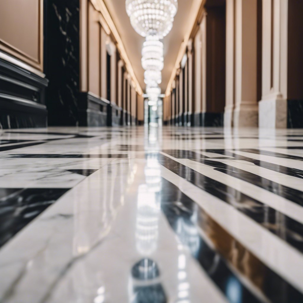 Polished marble corridor in a Miami Beach hotel, restored by GWS